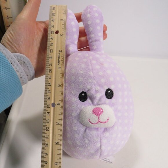 Easter Egg Shaped Bunny Plush Rabbit Spotted Lavender with Polka Dots - Picture 2 of 7